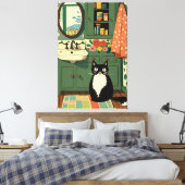 Kat in badkamer V11 Canvas Afdruk (Insitu (Slaapkamer))