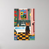 Kat in badkamer V16 Canvas Afdruk (Voorkant)