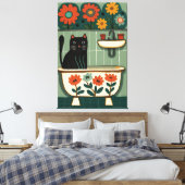 Kat in badkamer V9 Canvas Afdruk (Insitu (Slaapkamer))