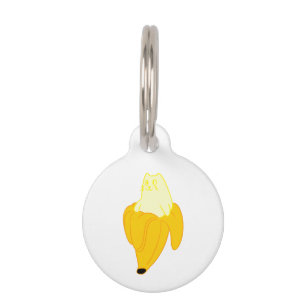 Kat in banaan - Kies achtergrondkleur Huisdierpenning