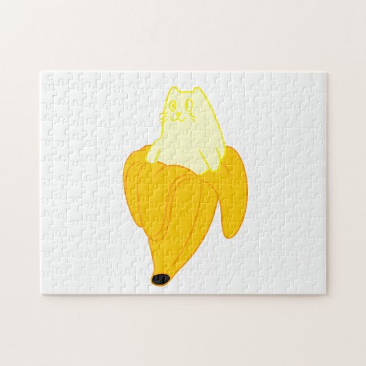 Kat in banaan - Kies achtergrondkleur Legpuzzel (Horizontaal)