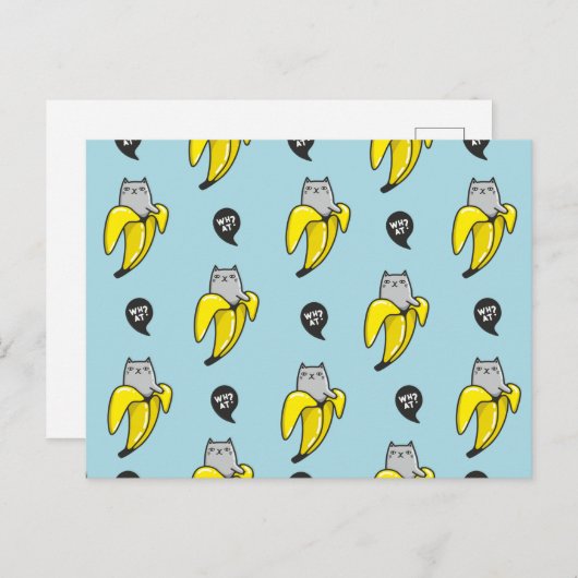 Kat in bananen briefkaart (Voorkant / Achterkant)