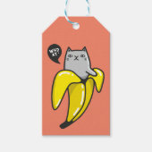 Kat in bananen cadeaulabel (Voorkant)