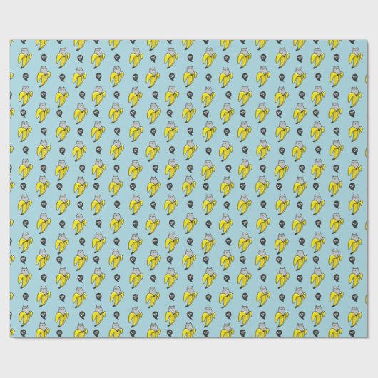 Kat in bananen cadeaupapier (Vlak)