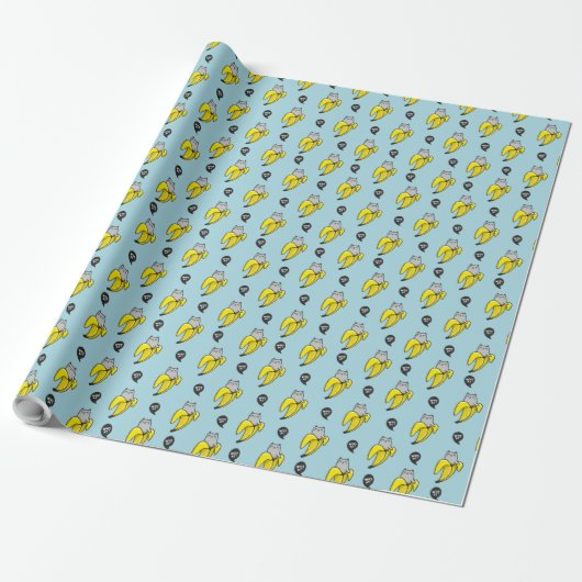 Kat in bananen cadeaupapier (Uitgerold)