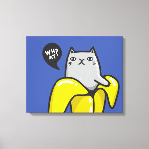 Kat in bananen canvas afdruk