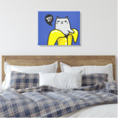 Kat in bananen canvas afdruk (Insitu (Slaapkamer))