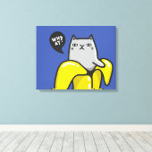 Kat in bananen canvas afdruk (Insitu (Houten vloer))