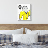 Kat in bananen canvas afdruk (Insitu (Slaapkamer))