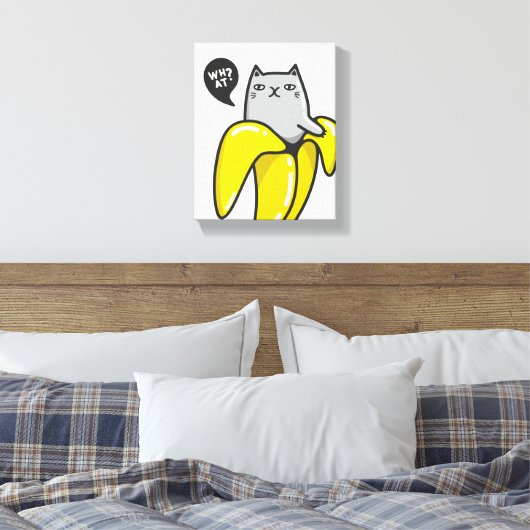 Kat in bananen canvas afdruk (Insitu (Slaapkamer))