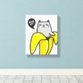 Kat in bananen canvas afdruk (Insitu (Houten vloer))
