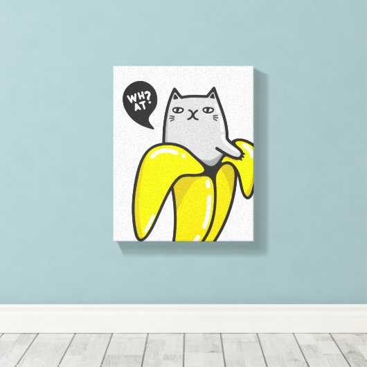 Kat in bananen canvas afdruk (Insitu (Houten vloer))
