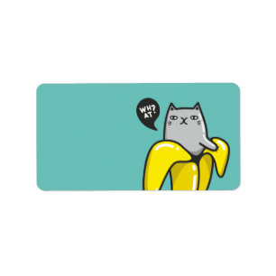 Kat in bananen etiket