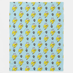 Kat in bananen fleece deken