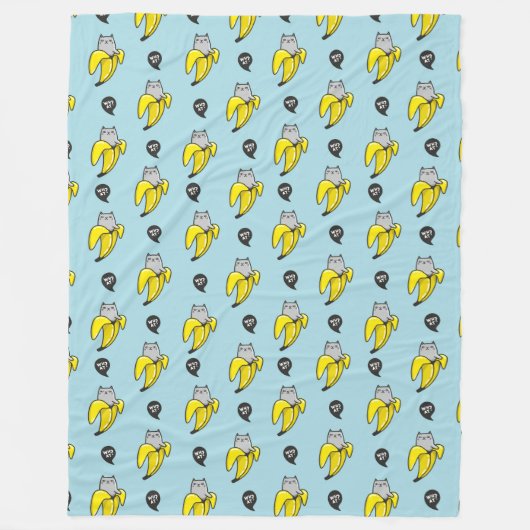 Kat in bananen fleece deken (Voorkant)