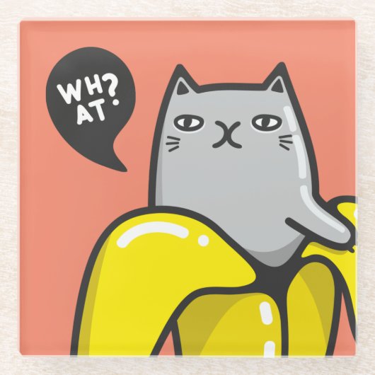 Kat in bananen glazen onderzetter (Voorkant)