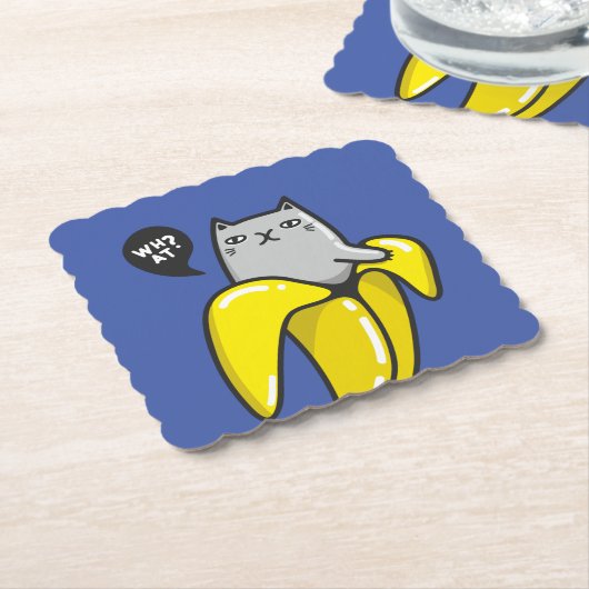 Kat in bananen kartonnen onderzetters (Gebogen)