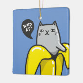 Kat in bananen keramisch ornament (Links)