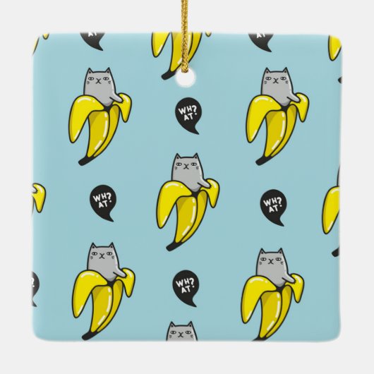 Kat in bananen keramisch ornament (Achterkant)