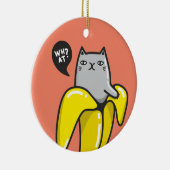 Kat in bananen keramisch ornament (Rechts)