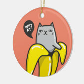 Kat in bananen keramisch ornament (Links)