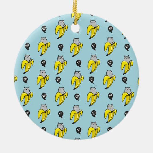 Kat in bananen keramisch ornament (Achterkant)