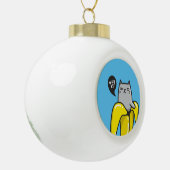 Kat in bananen keramische bal ornament (Links)