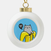 Kat in bananen keramische bal ornament (Voorkant)