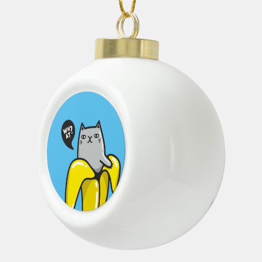 Kat in bananen keramische bal ornament (Rechts)
