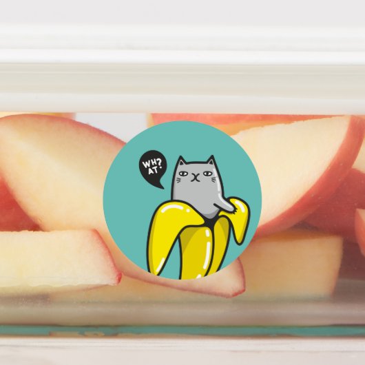Kat in bananen labels (Aangebracht)