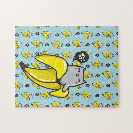 Kat in bananen legpuzzel (Horizontaal)