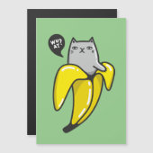 Kat in bananen magnetische uitnodiging (Voorkant / Achterkant)