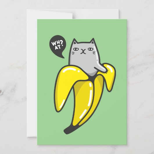 Kat in bananen magnetische uitnodiging (Voorkant)