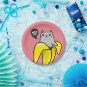 Kat in bananen papieren bordje (Feest)