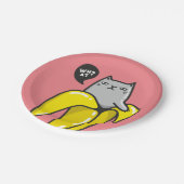 Kat in bananen papieren bordje (Gekanteld)