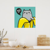 Kat in bananen poster (Keuken)