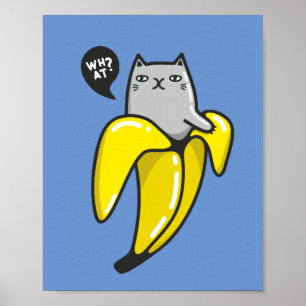 Kat in bananen poster