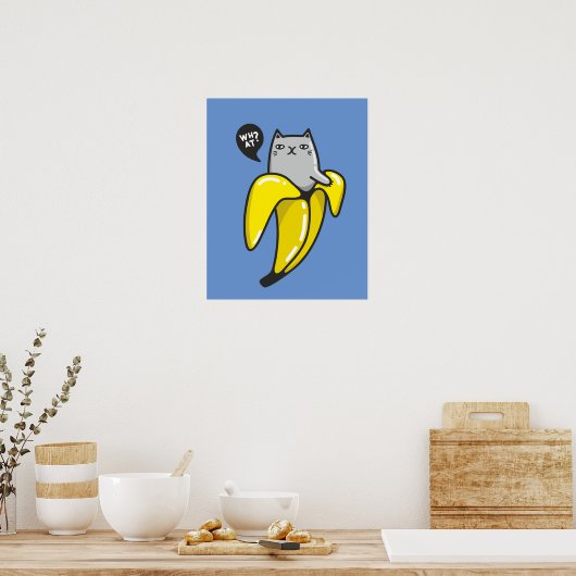 Kat in bananen poster (Keuken)