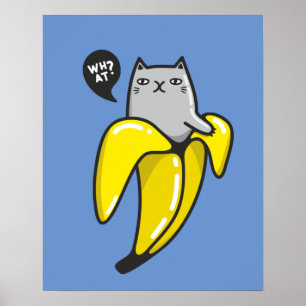 Kat in bananen poster