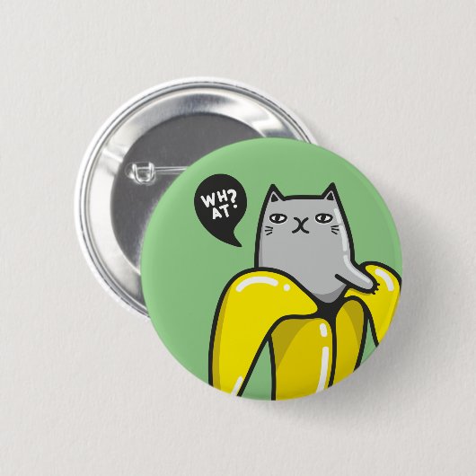Kat in bananen ronde button 5,7 cm (Voorkant /achterkant)