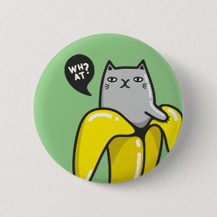 Kat in bananen ronde button 5,7 cm