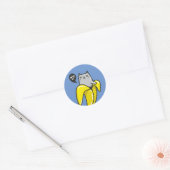 Kat in bananen ronde sticker (Envelop)