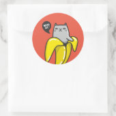 Kat in bananen ronde sticker (Tas)