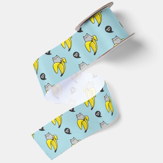 Kat in bananen satijnen lint (Achterkant)