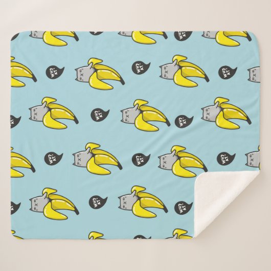 Kat in bananen sherpa deken (Voorkant (horizontaal))