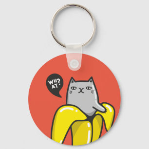 Kat in bananen sleutelhanger