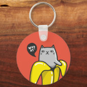 Kat in bananen sleutelhanger (Voorkant)