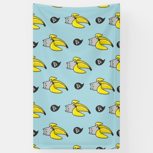 Kat in bananen spandoek (Verticaal)