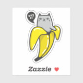 Kat in bananen sticker (Vel)