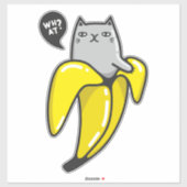 Kat in bananen sticker (Vel)